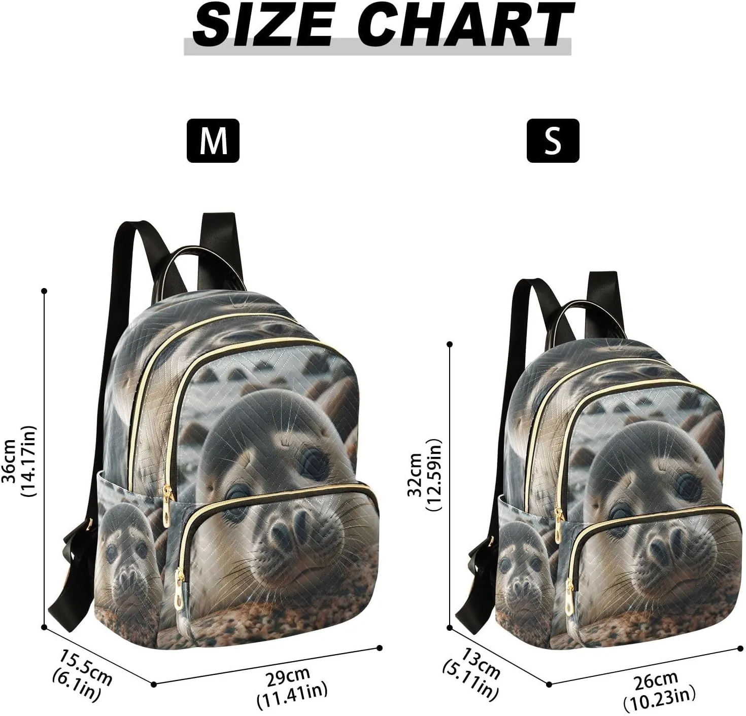 ALAZA Grey Seal Ocean Sea Women Backpack Purse Ladies Fashion Shoulder Bag Daypack Travel Bag 7.5L