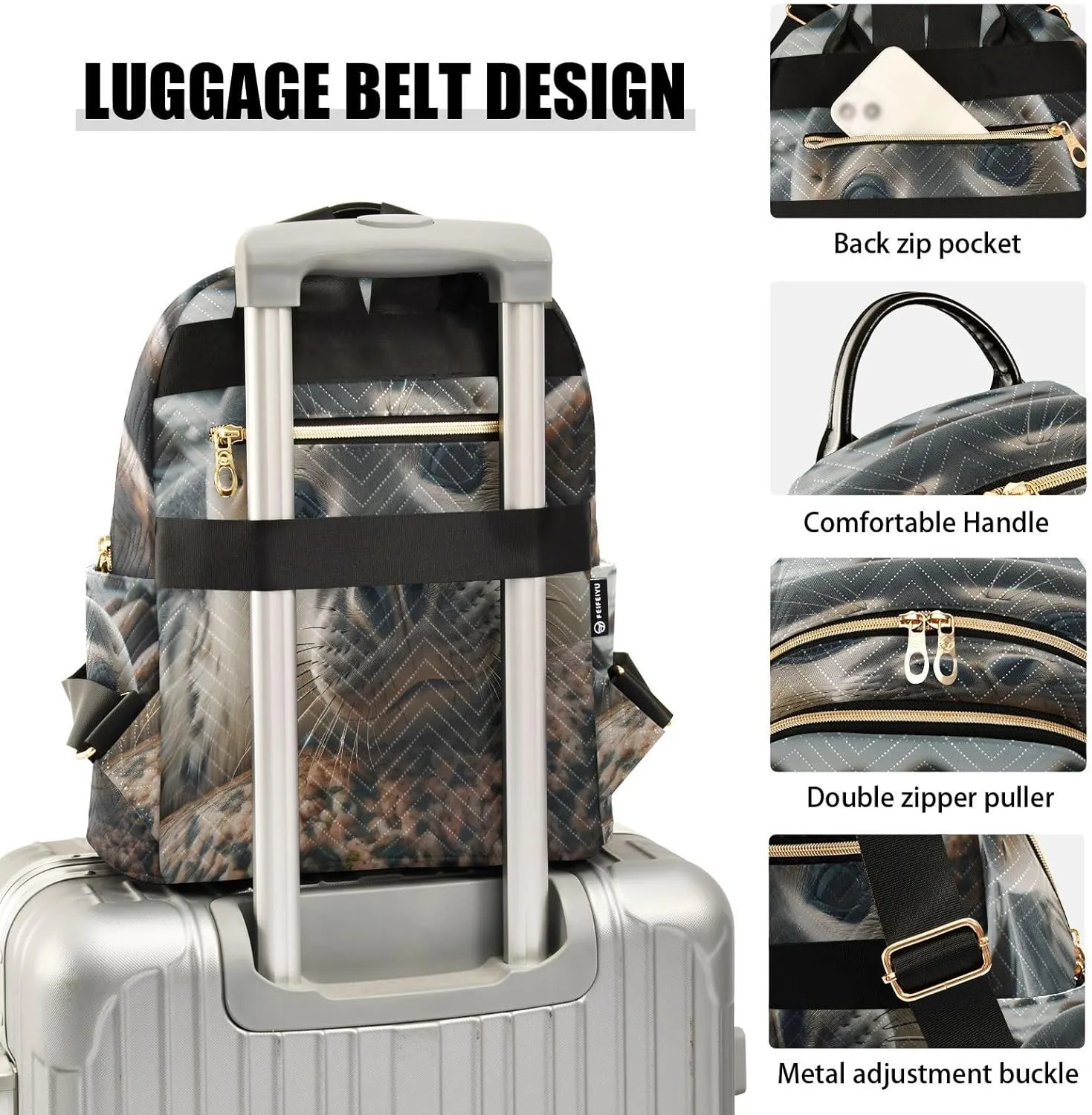 ALAZA Grey Seal Ocean Sea Women Backpack Purse Ladies Fashion Shoulder Bag Daypack Travel Bag 7.5L
