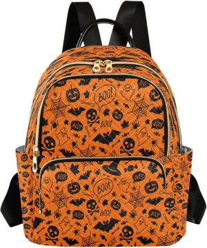 ALAZA Halloween Orange Festive Women Backpack Purse Ladies Fashion Shoulder Bag Daypack Travel Bag 7.5L