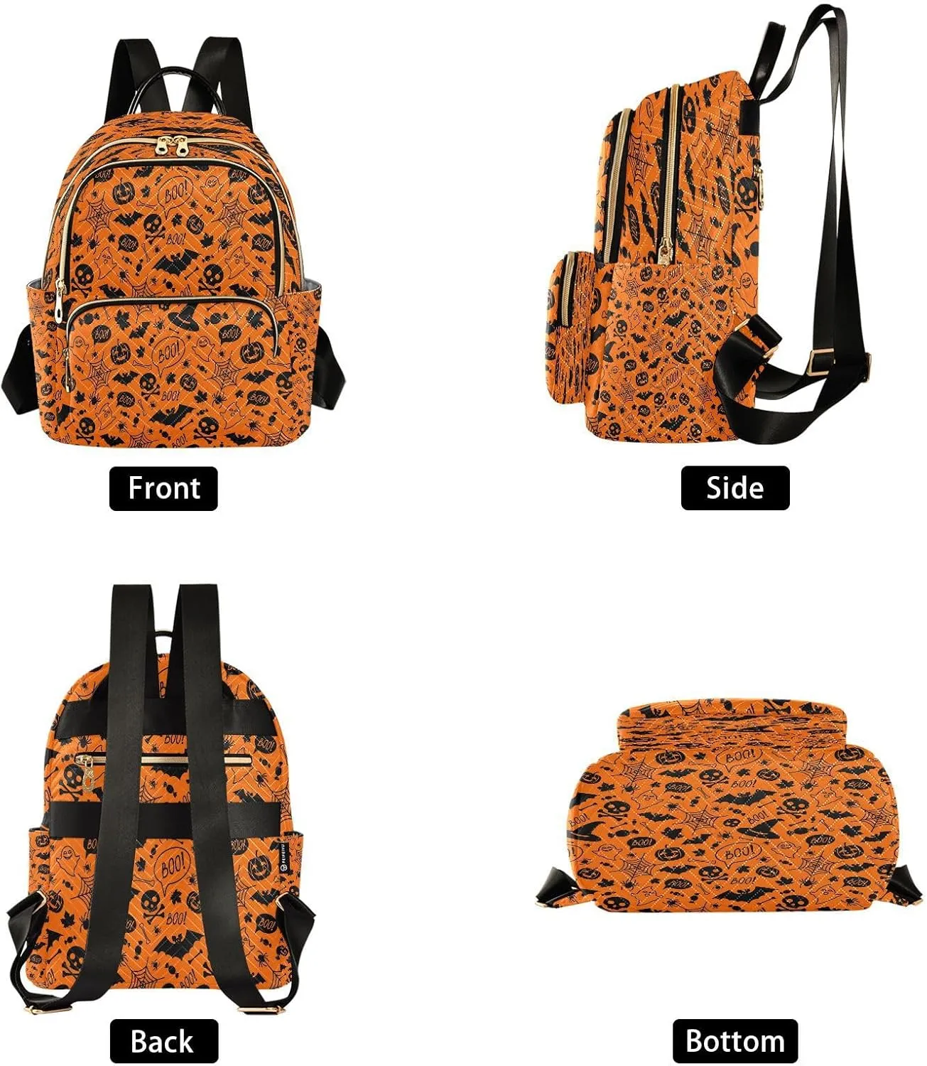 ALAZA Halloween Orange Festive Women Backpack Purse Ladies Fashion Shoulder Bag Daypack Travel Bag 7.5L