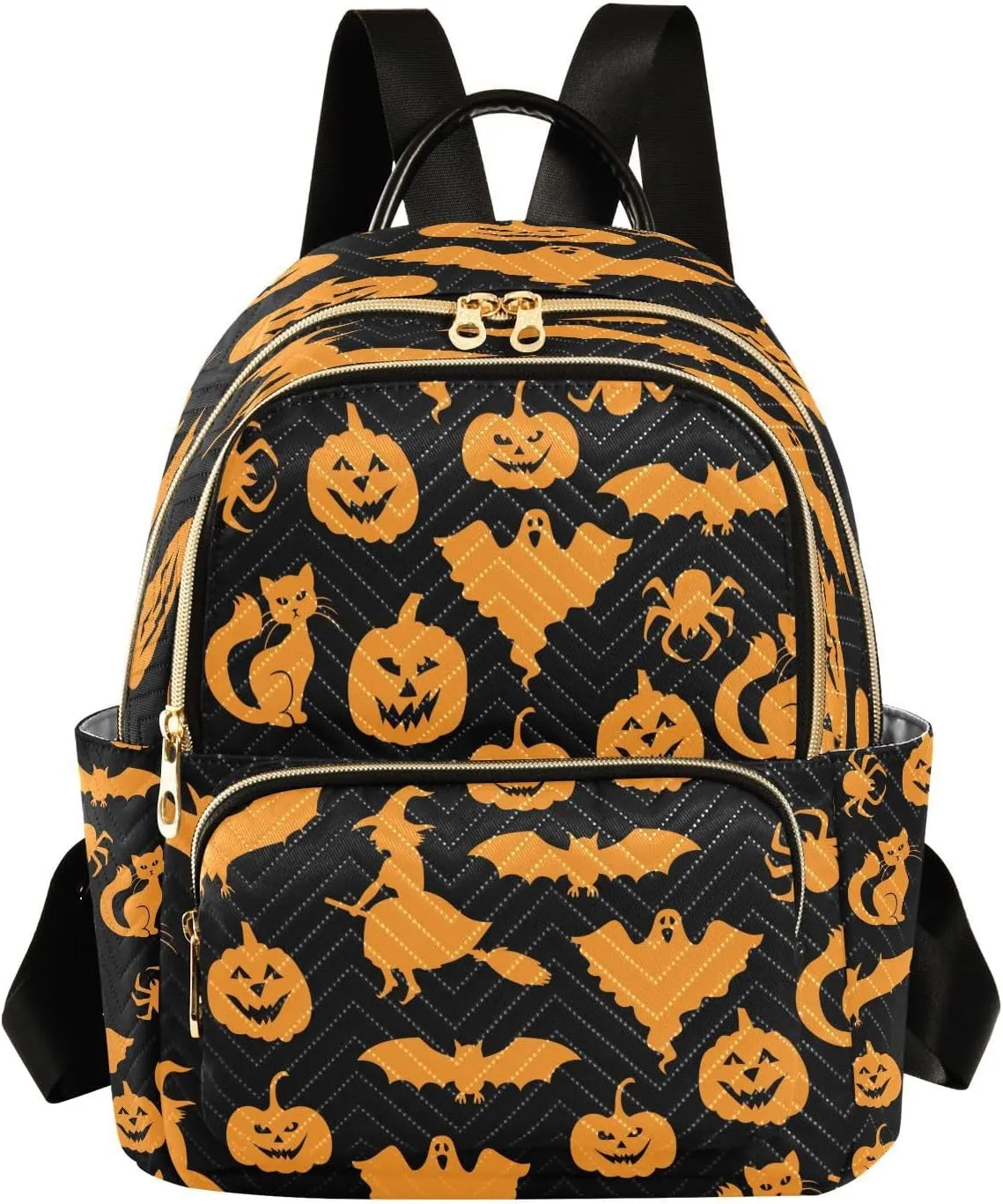 ALAZA Halloween Pumpkin Ghost Women Backpack Purse Ladies Fashion Shoulder Bag Daypack Travel Bag 7.5L