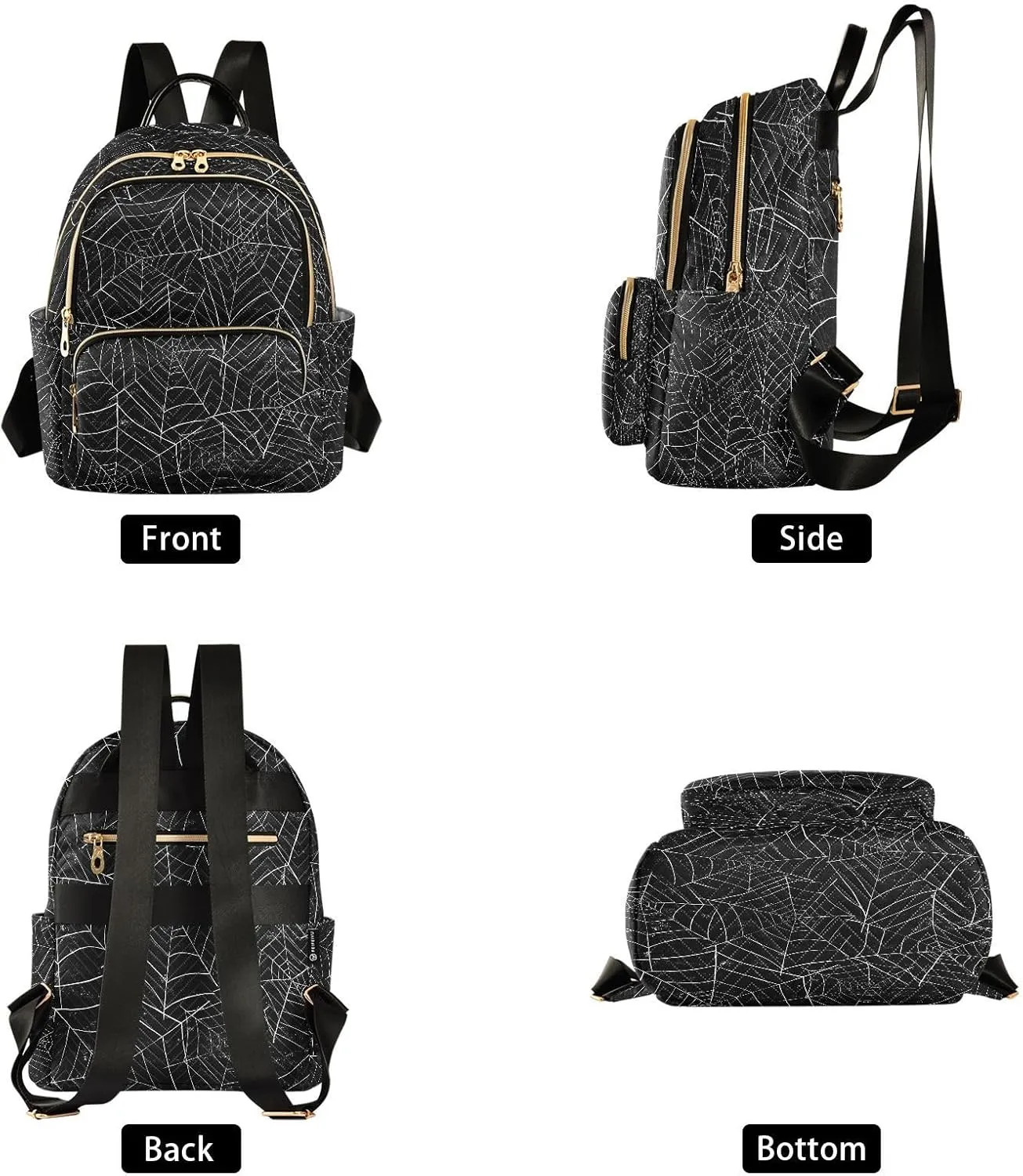 ALAZA Halloween Spiderweb Black Women Backpack Purse Ladies Fashion Shoulder Bag Daypack Travel Bag 10L