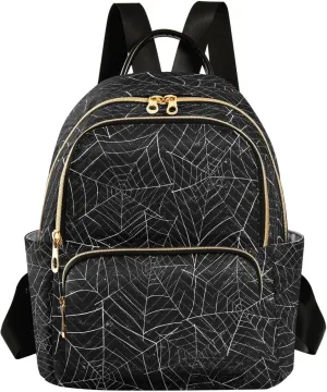 ALAZA Halloween Spiderweb Black Women Backpack Purse Ladies Fashion Shoulder Bag Daypack Travel Bag 10L