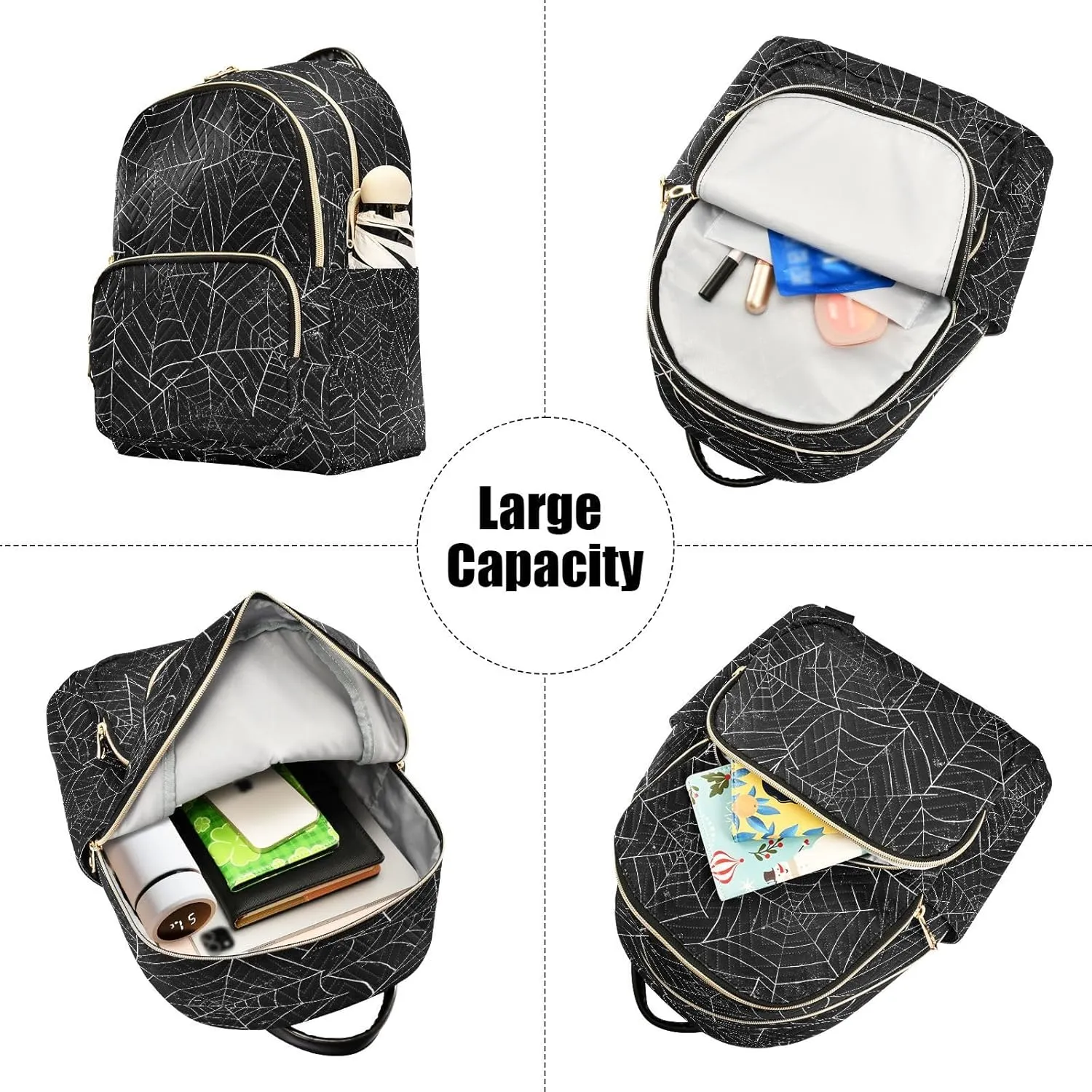 ALAZA Halloween Spiderweb Black Women Backpack Purse Ladies Fashion Shoulder Bag Daypack Travel Bag 10L