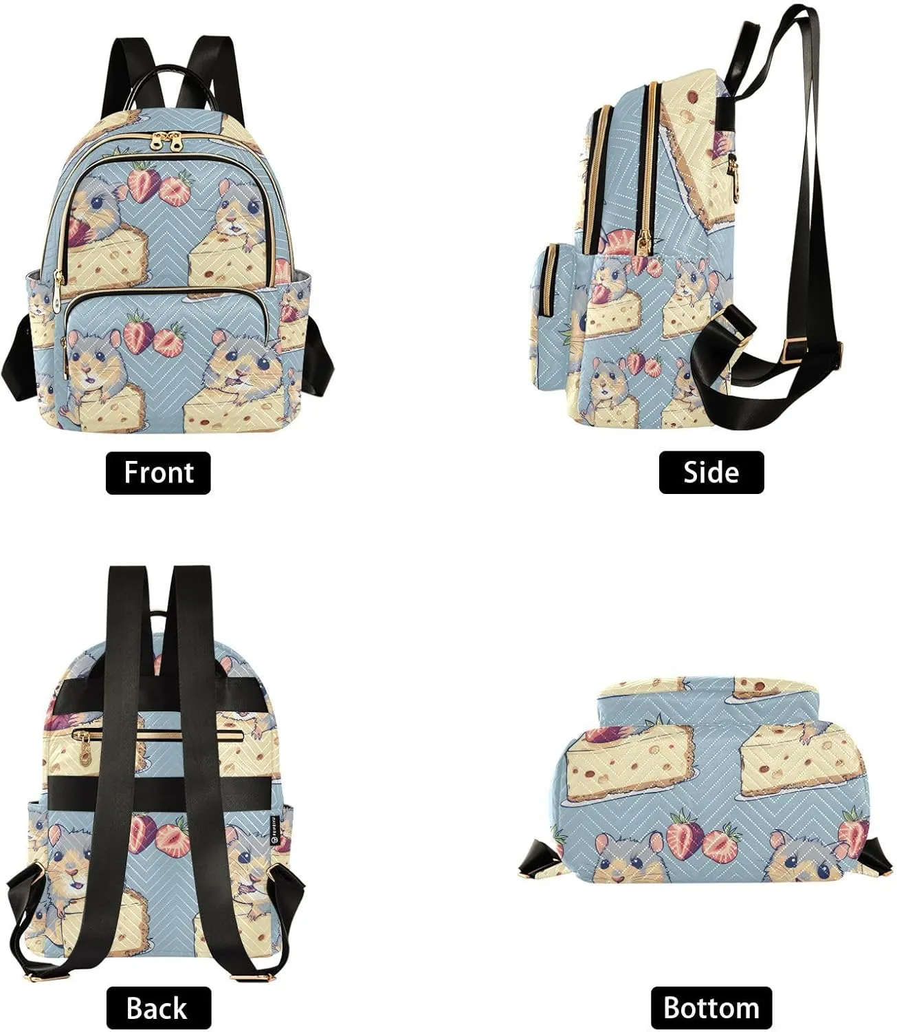 ALAZA Hamsters Eat Cheesecake Mini Backpack Purse for Women Travel Bag Lightweight Shoulder Bag Fashion Daypack