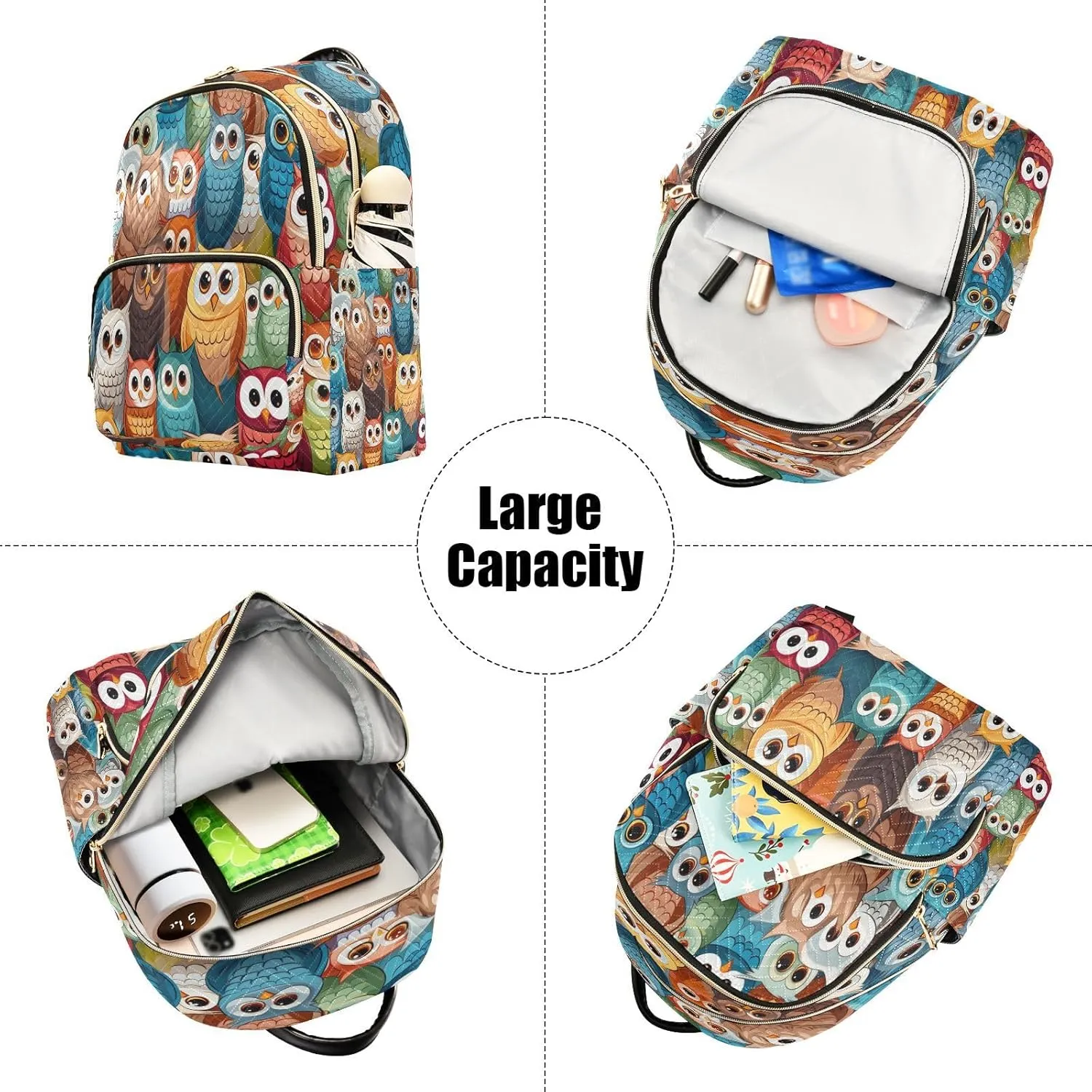 ALAZA Hipster Bird Owl Women Backpack Purse Ladies Fashion Shoulder Bag Daypack Travel Bag 7.5L