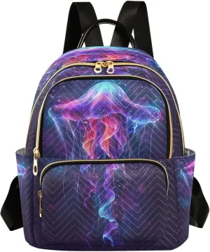 ALAZA Jellyfish in Underwater Mini Backpack Purse for Women Purple Travel Bag Lightweight Shoulder Bag Fashion Daypack