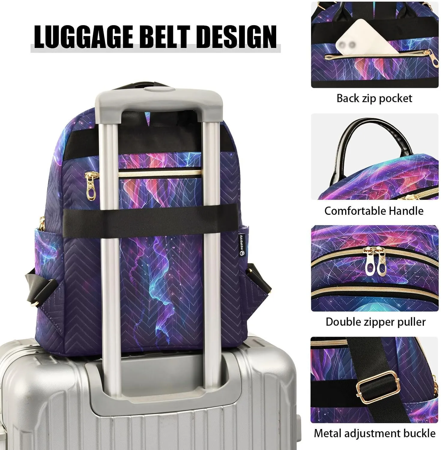 ALAZA Jellyfish in Underwater Mini Backpack Purse for Women Purple Travel Bag Lightweight Shoulder Bag Fashion Daypack