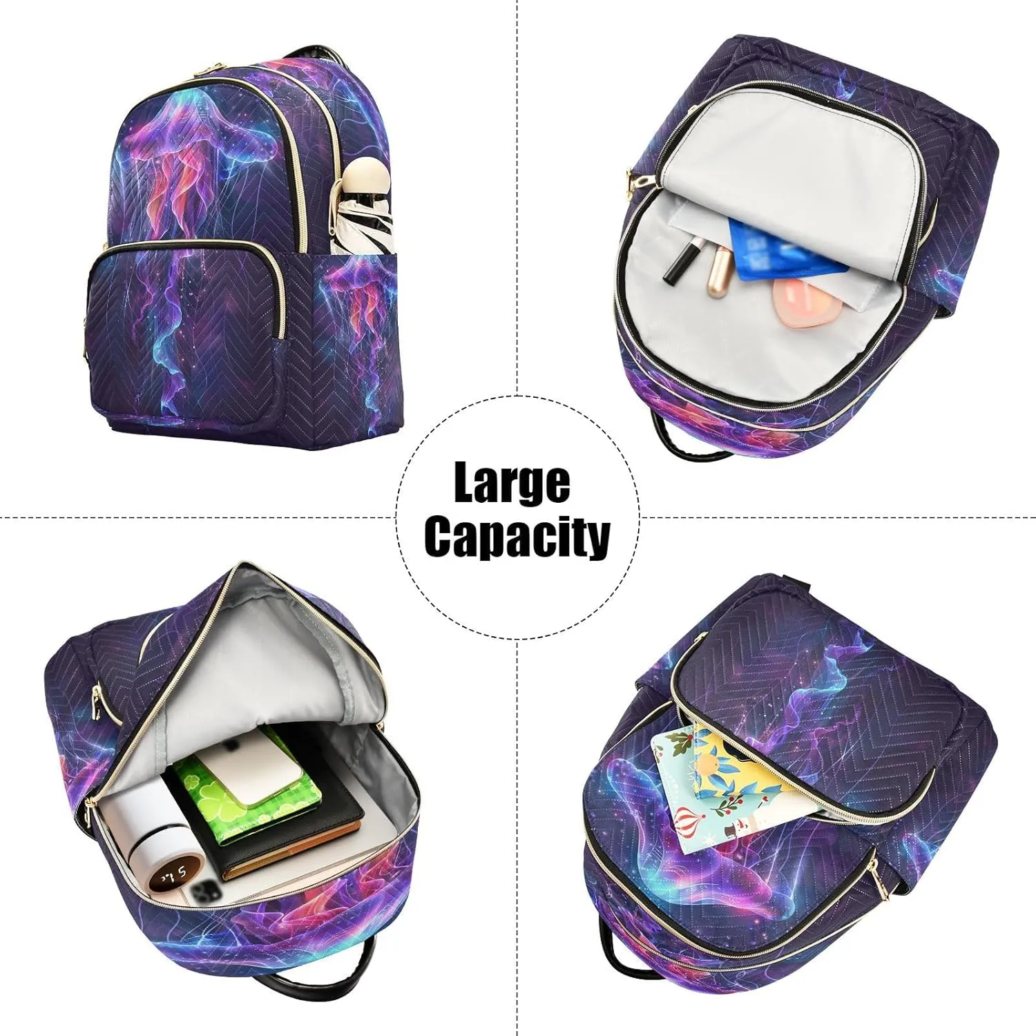 ALAZA Jellyfish in Underwater Mini Backpack Purse for Women Purple Travel Bag Lightweight Shoulder Bag Fashion Daypack