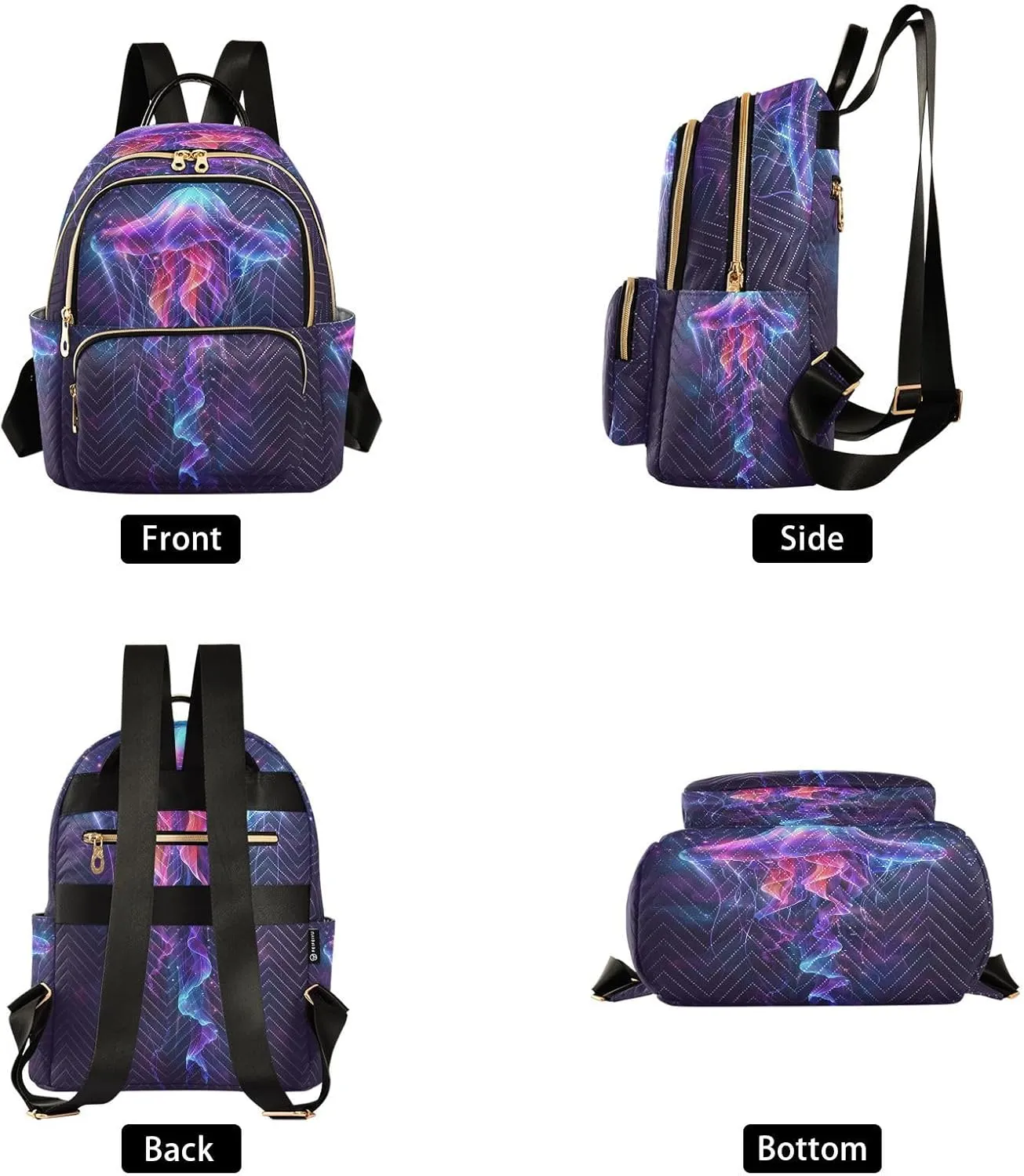 ALAZA Jellyfish in Underwater Mini Backpack Purse for Women Purple Travel Bag Lightweight Shoulder Bag Fashion Daypack