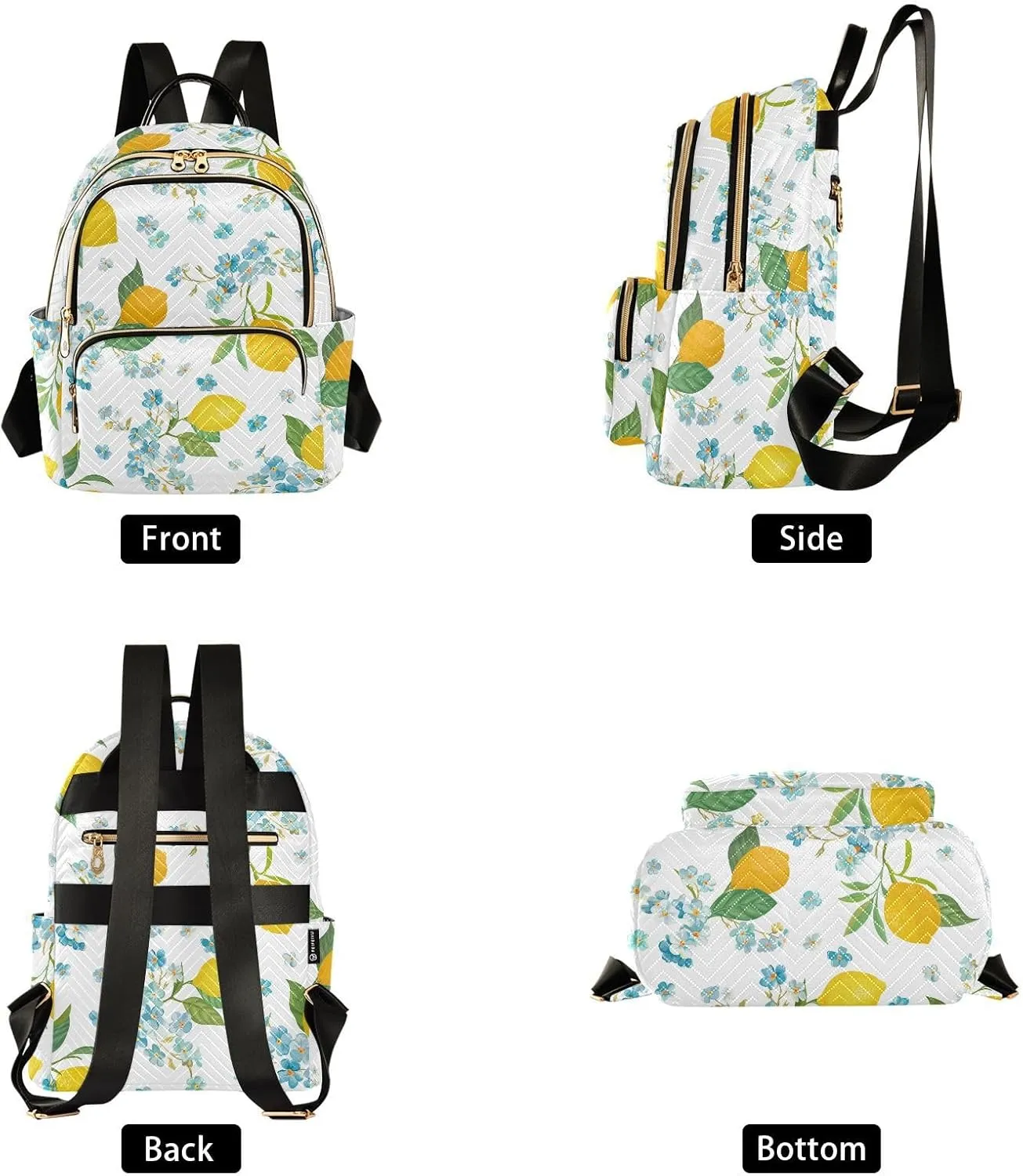 ALAZA Lemon Pattern Tropic Fruits Leaves Women Backpack Purse Shoulder Bag