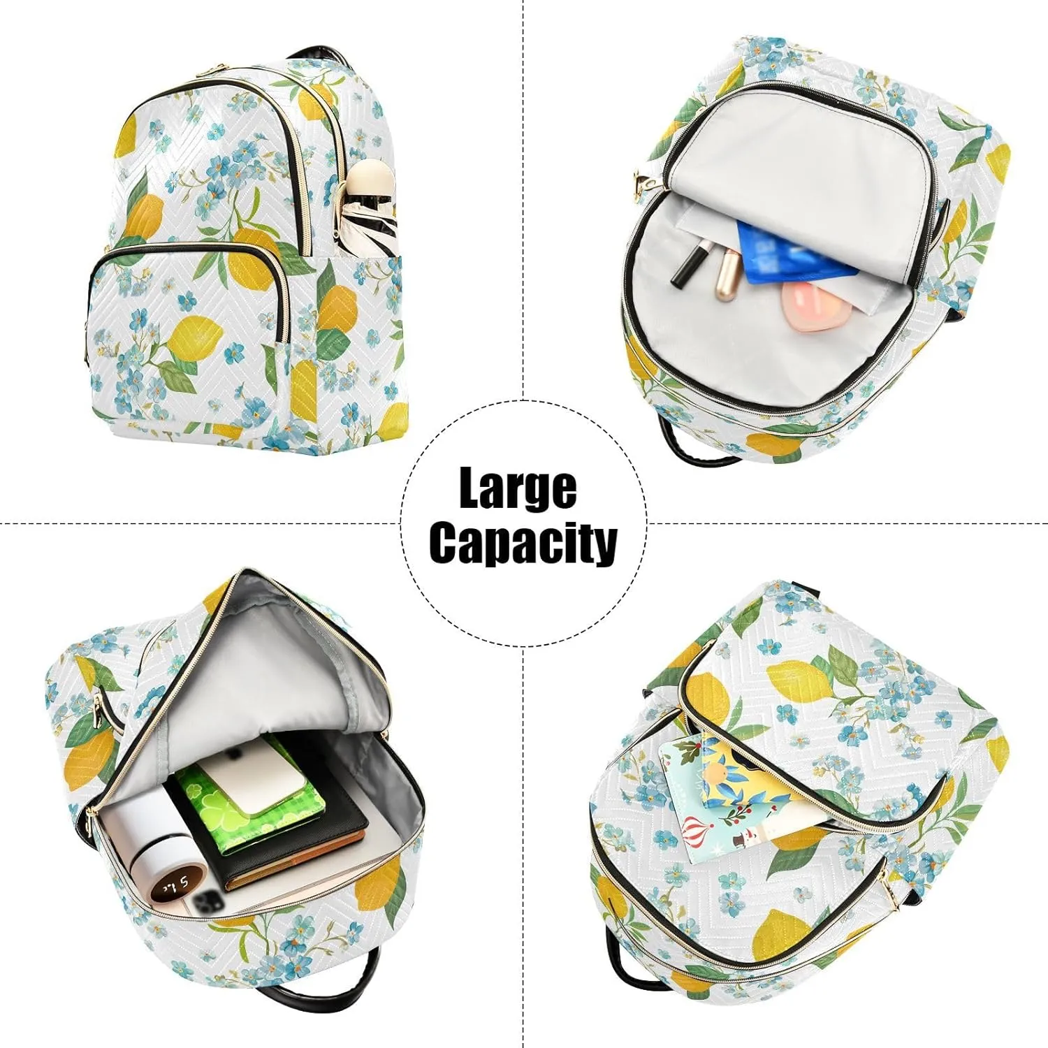 ALAZA Lemon Pattern Tropic Fruits Leaves Women Backpack Purse Shoulder Bag