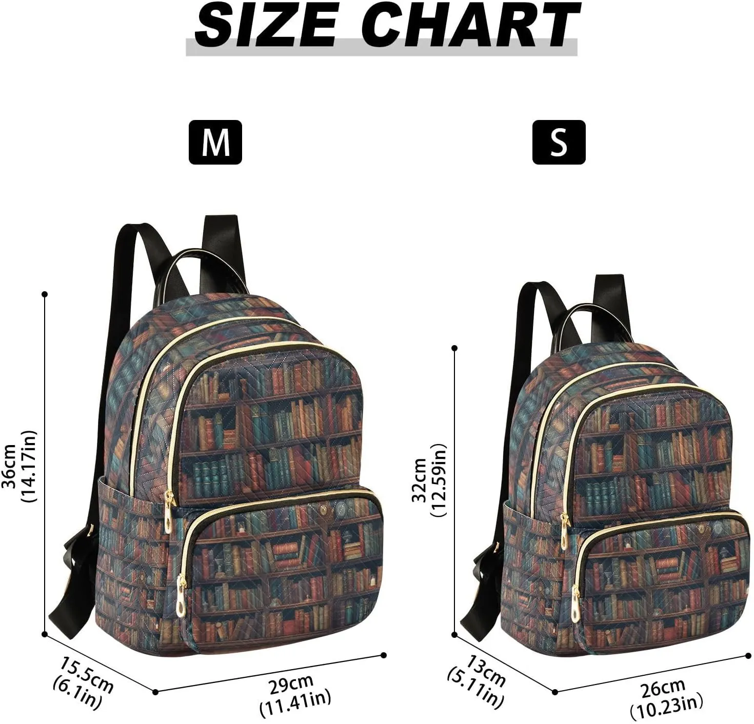 ALAZA Library Book Shelf Women Backpack Purse Ladies Fashion Shoulder Bag Daypack Travel Bag 7.5L
