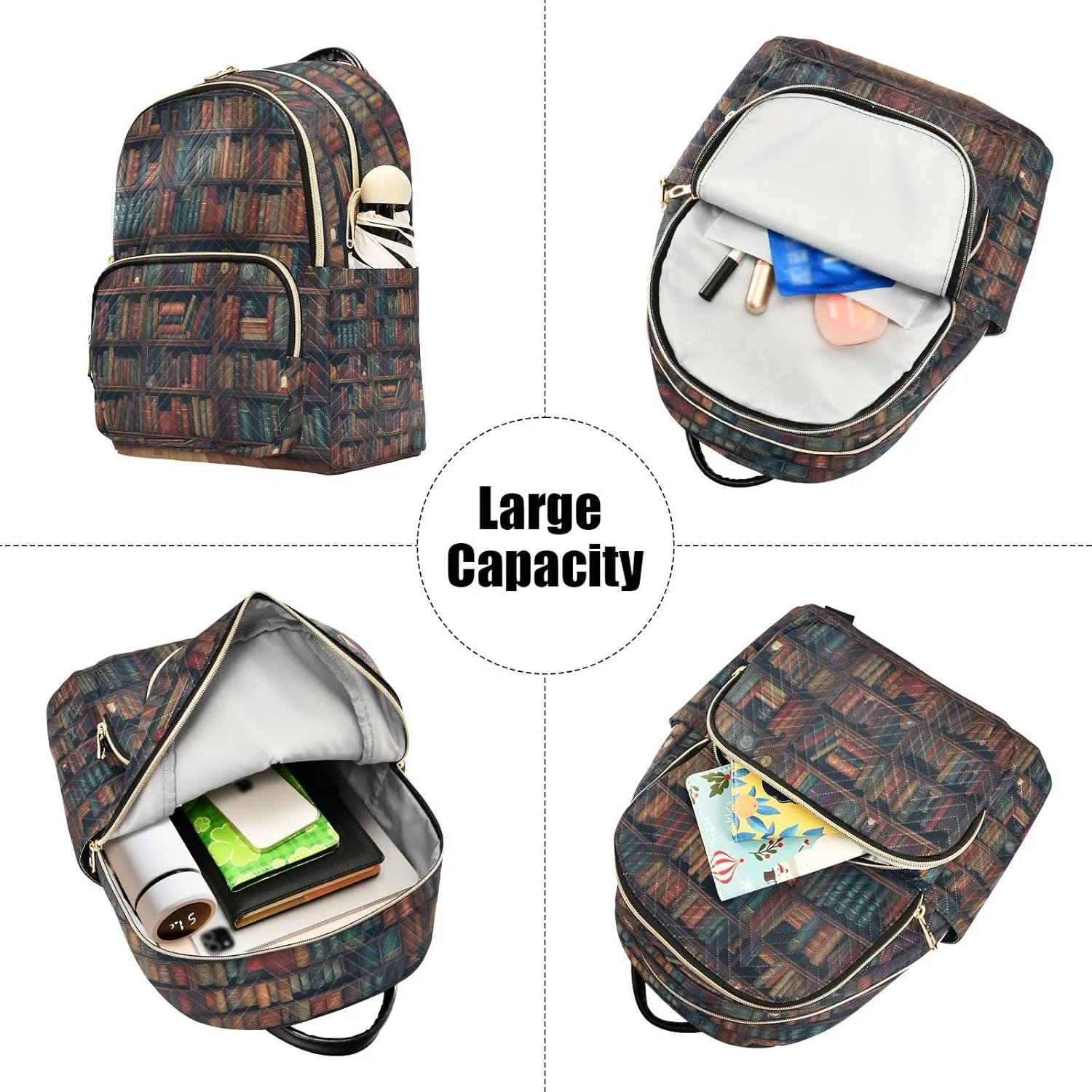 ALAZA Library Book Shelf Women Backpack Purse Ladies Fashion Shoulder Bag Daypack Travel Bag 7.5L