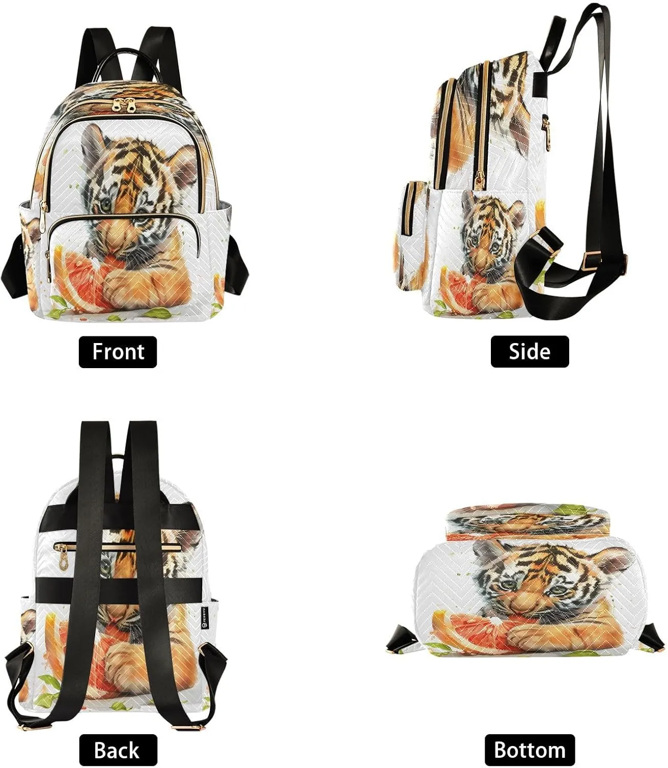 ALAZA Little Cute Tiger Eating Waterlemon Small Backpack Purse for Women Travel Bag Lightweight Shoulder Bag Fashion Daypack