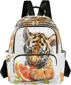 ALAZA Little Cute Tiger Eating Waterlemon Small Backpack Purse for Women Travel Bag Lightweight Shoulder Bag Fashion Daypack