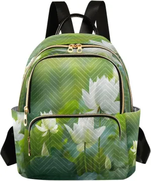 ALAZA Lotus Pond Small Backpack Purse for Women Travel Bag Lightweight Shoulder Bag Fashion Daypack
