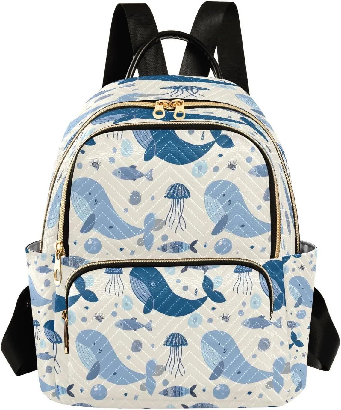 ALAZA Maritime Abstract Whale Jellyfish Women Backpack Purse Ladies Fashion Shoulder Bag Daypack Travel Bag 7.5L