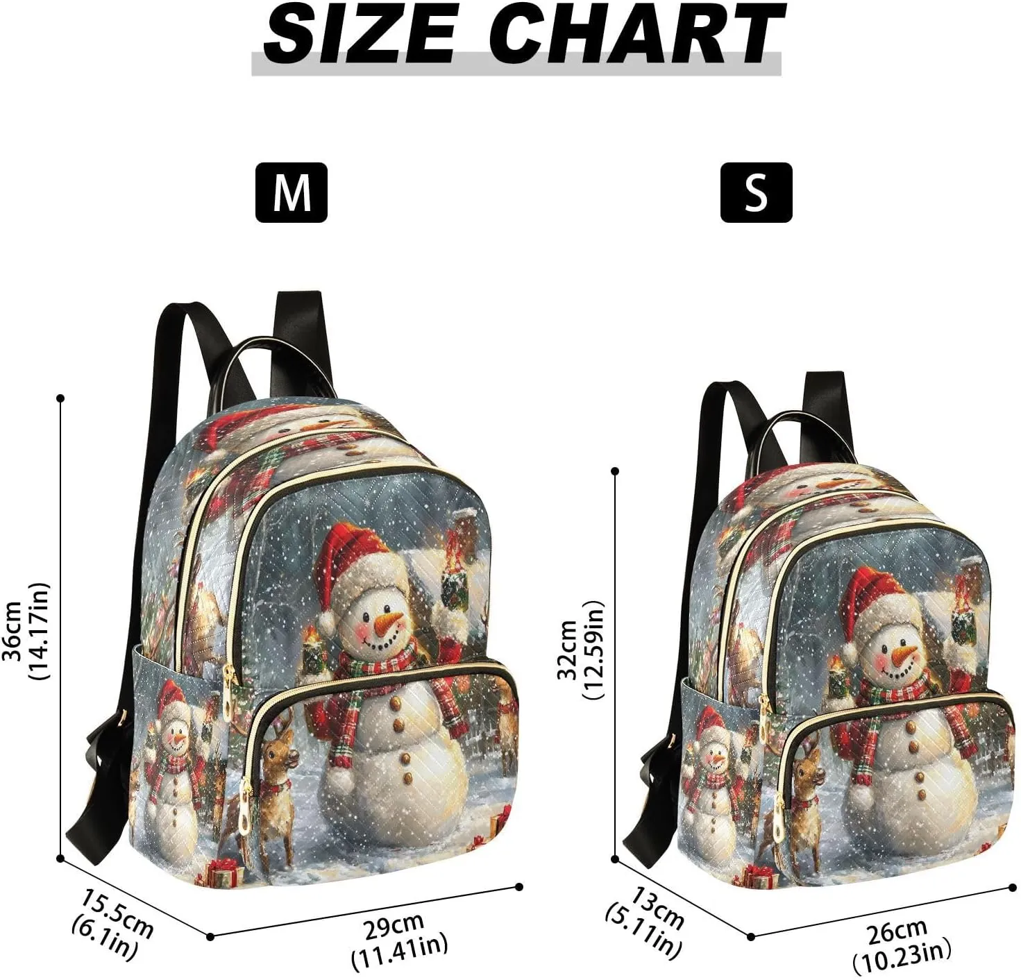ALAZA Merry Christmas Deer Snowman Winter Retro Women Backpack Purse Ladies Fashion Shoulder Bag Daypack Travel Bag 7.5L
