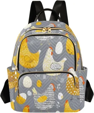 ALAZA Mini Backpack for Women Chicks and Eggs Travel Backpack Purse for Ladies Handbag Shoulder Bag Casual Daypack, M