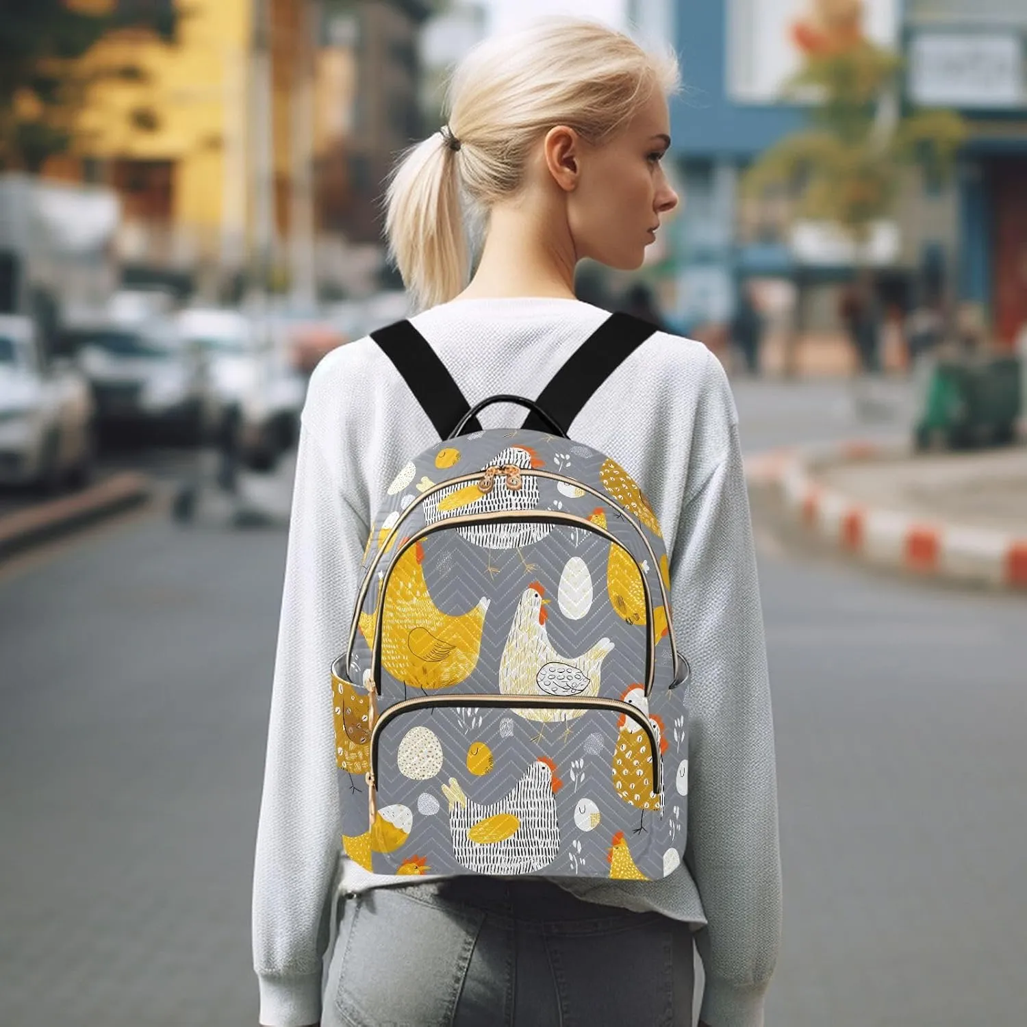 ALAZA Mini Backpack for Women Chicks and Eggs Travel Backpack Purse for Ladies Handbag Shoulder Bag Casual Daypack, M