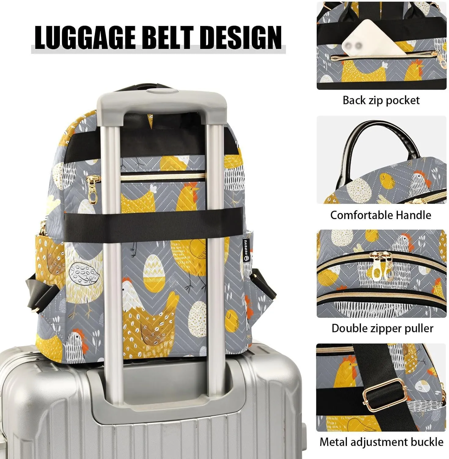 ALAZA Mini Backpack for Women Chicks and Eggs Travel Backpack Purse for Ladies Handbag Shoulder Bag Casual Daypack, M