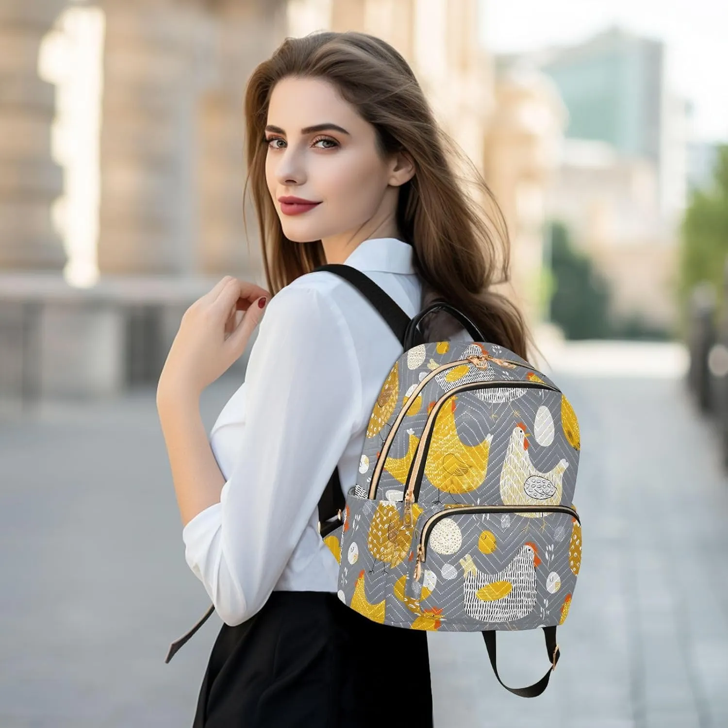 ALAZA Mini Backpack for Women Chicks and Eggs Travel Backpack Purse for Ladies Handbag Shoulder Bag Casual Daypack, M