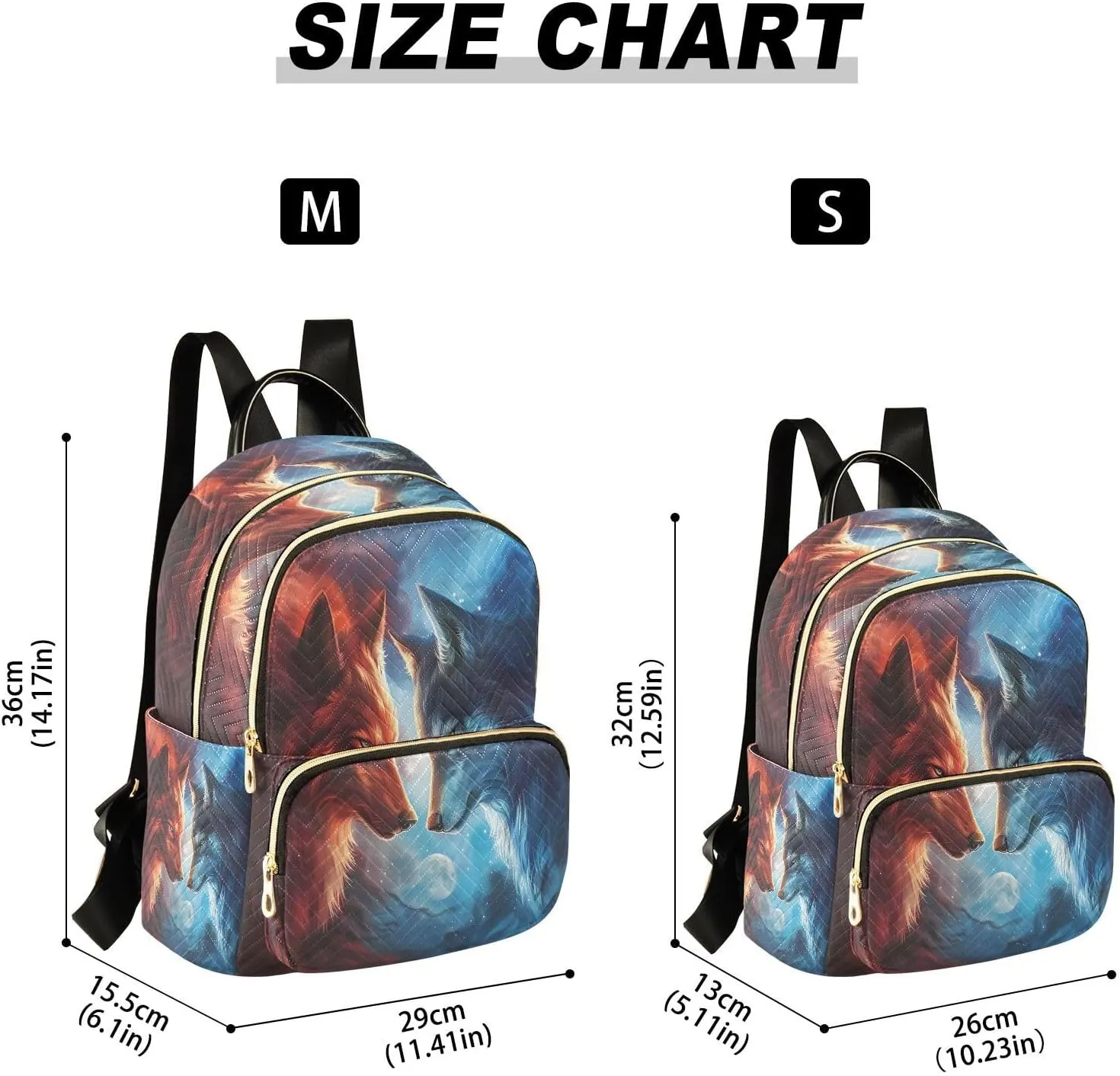 ALAZA Mini Backpack for Women Red and Blue Wolf Confront Travel Backpack Purse for Ladies Handbag Shoulder Bag Casual Daypack, M