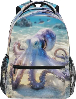 ALAZA Ocean Beach Octopus Kids School Backpack for Boys Girls Teens Bookbag Travel Daypack Bag 16 inch