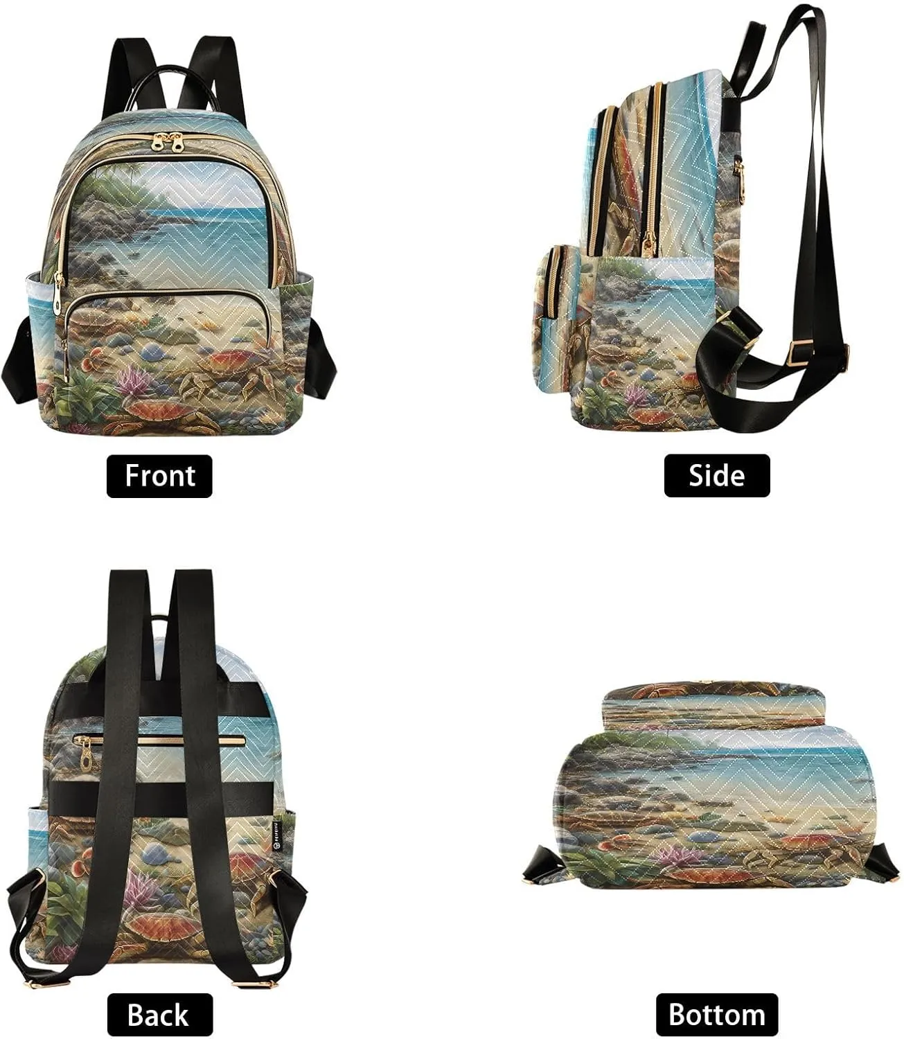 ALAZA Ocean Sea Crab Reef Turtle Women Backpack Purse Ladies Fashion Shoulder Bag Daypack Travel Bag 10L