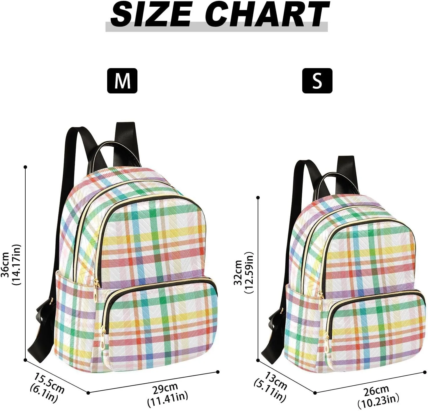 ALAZA Rainbow Tartan Glen Plaid Casual Fashion Polyester Travel Rucksack Shoulder Bag