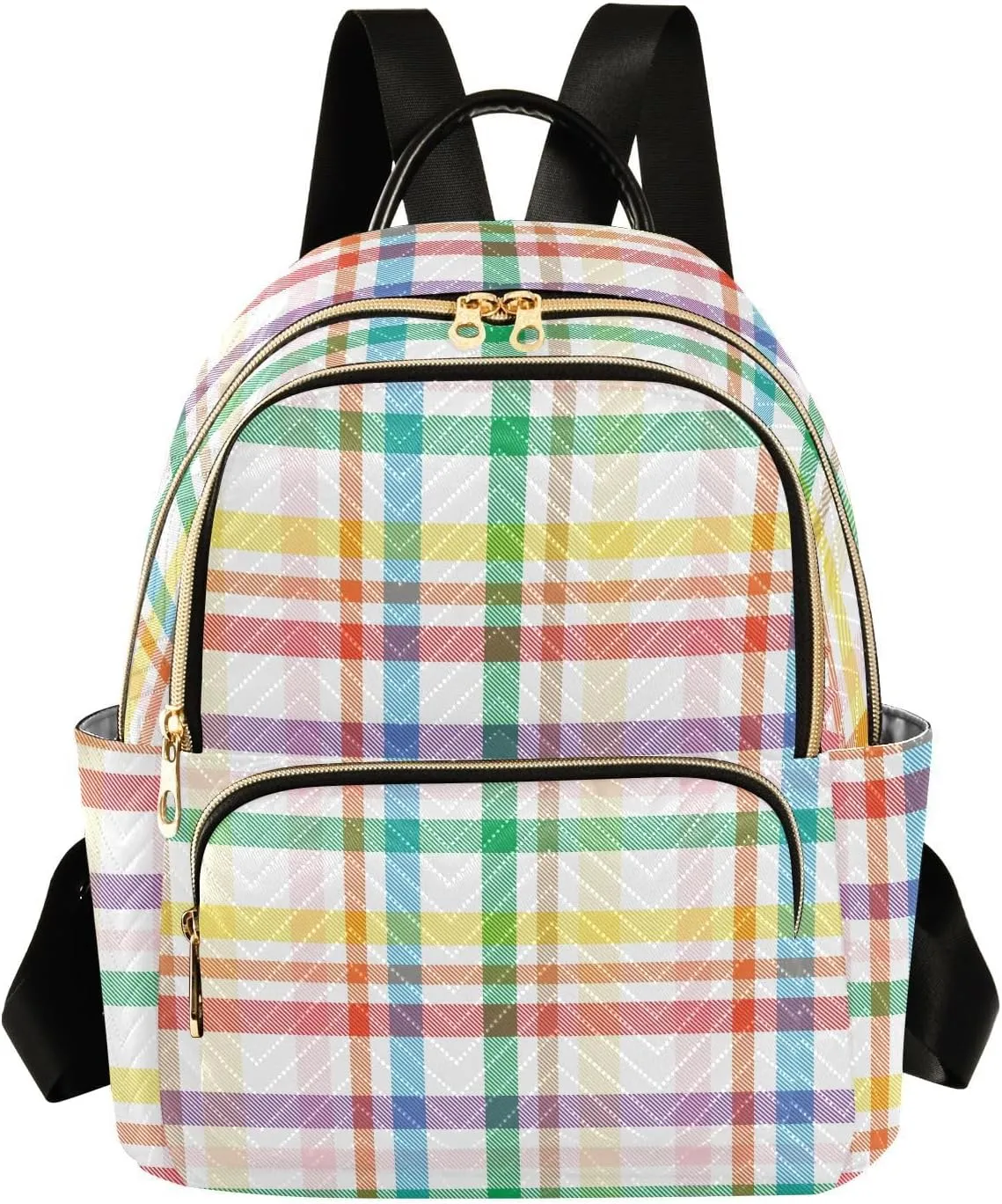 ALAZA Rainbow Tartan Glen Plaid Casual Fashion Polyester Travel Rucksack Shoulder Bag