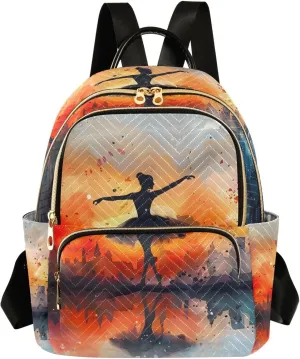 ALAZA Rhythmic Gymnastics Paris Small Backpack Purse for Women Travel Bag Lightweight Shoulder Bag Fashion Daypack