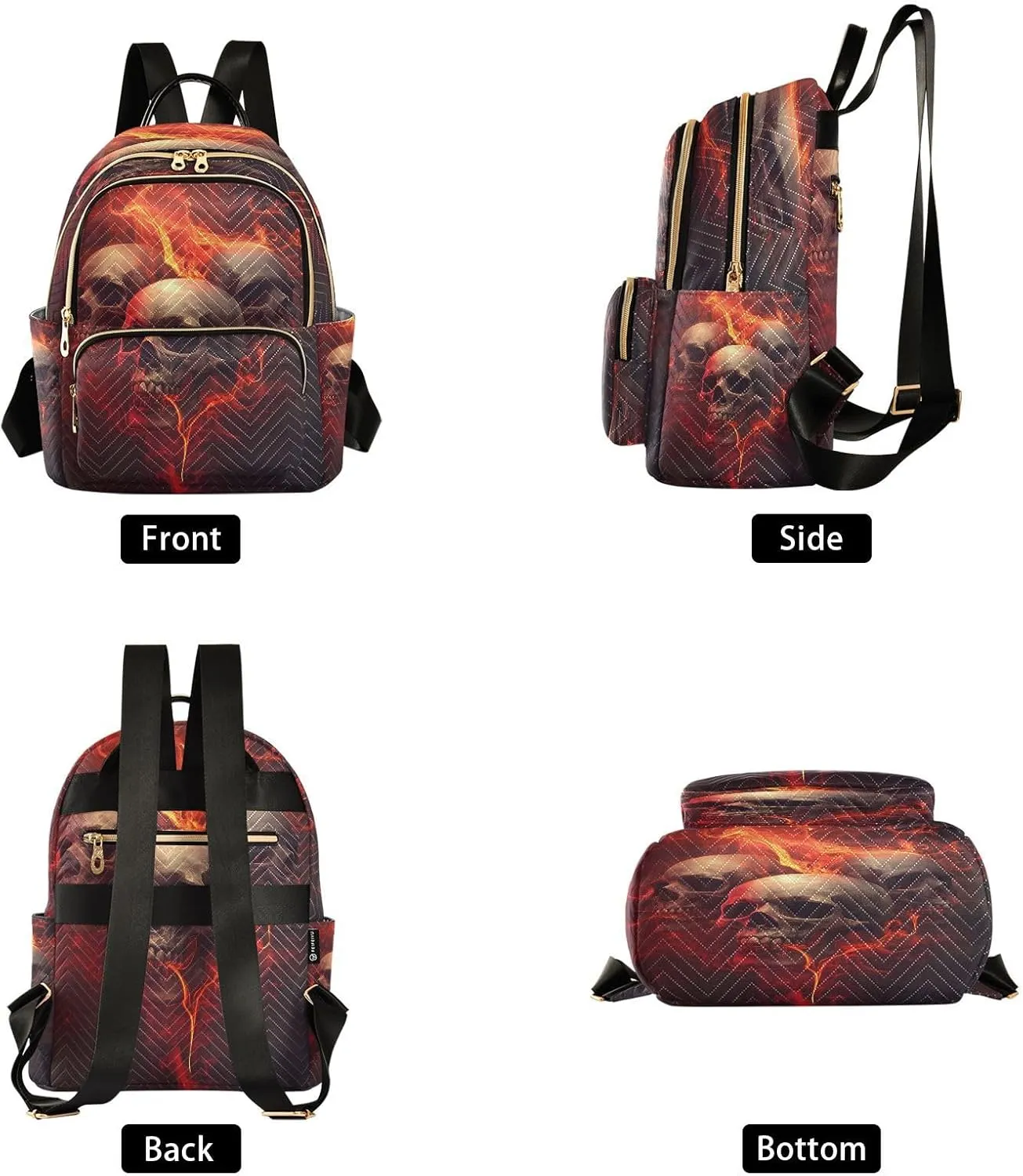 ALAZA Skull Flame Day Of The Dead Women Backpack Purse Ladies Fashion Shoulder Bag Daypack Travel Bag 7.5L