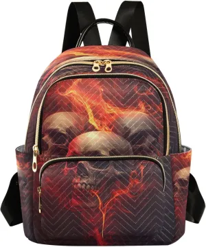 ALAZA Skull Flame Day Of The Dead Women Backpack Purse Ladies Fashion Shoulder Bag Daypack Travel Bag 7.5L