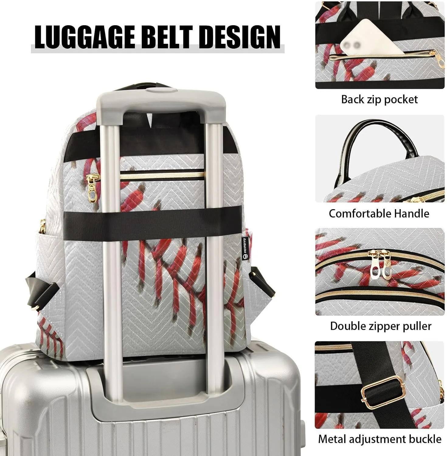 ALAZA Sport Ball Baseball Women Backpack Purse Ladies Fashion Shoulder Bag Daypack Travel Bag 10L
