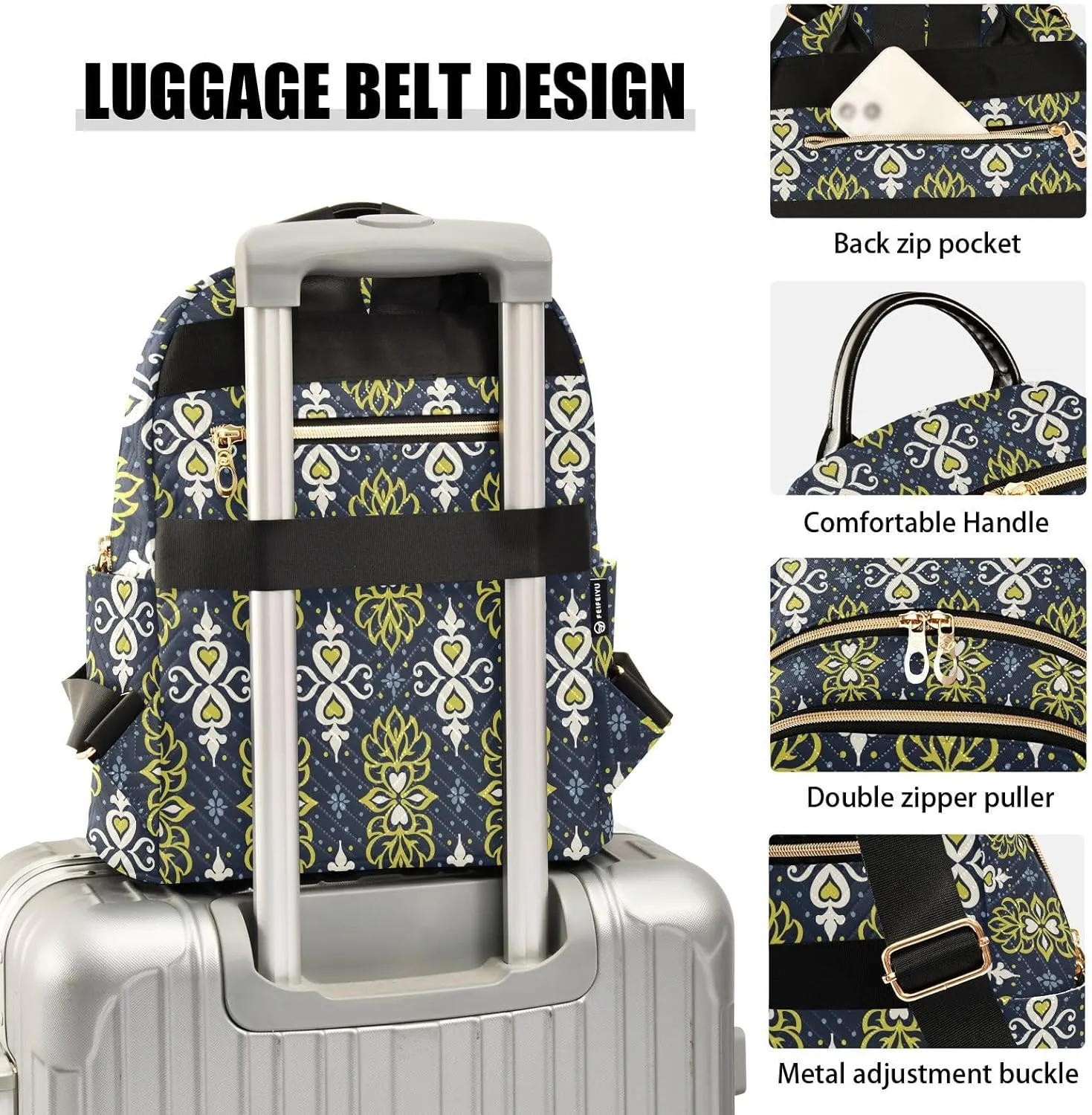 ALAZA Talavera Azulejos Portugal Turkish Ornament Moroccan Tile Mosaic Spanish Porcelain Women Backpack Purse Shoulder Bag
