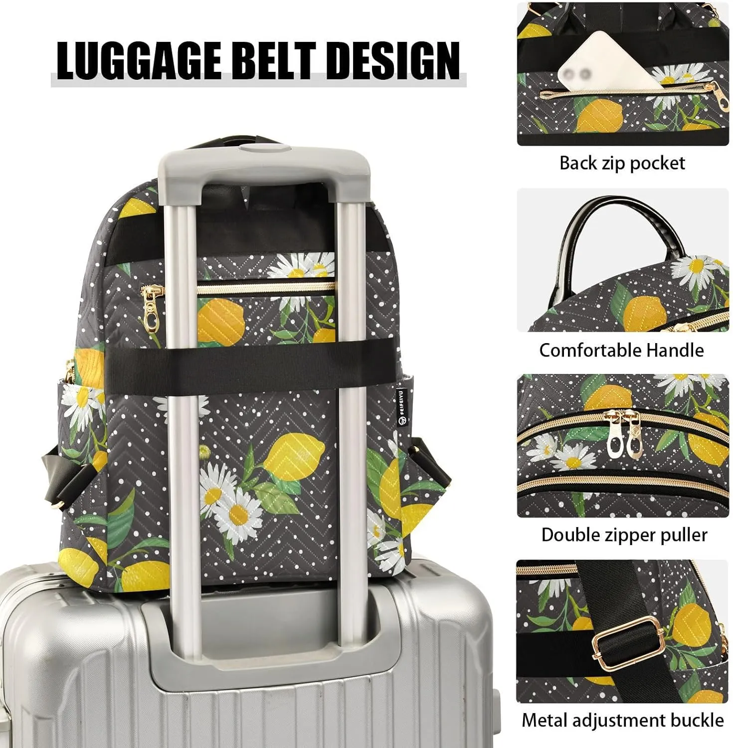 ALAZA Tropic Fruits Leaves Daisy Flowers Women Backpack Purse Shoulder Bag