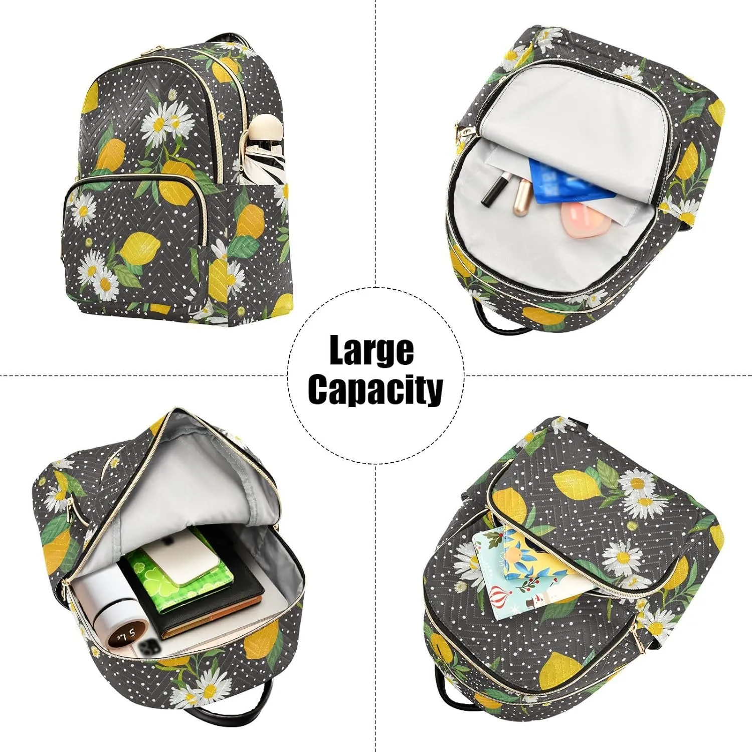 ALAZA Tropic Fruits Leaves Daisy Flowers Women Backpack Purse Shoulder Bag