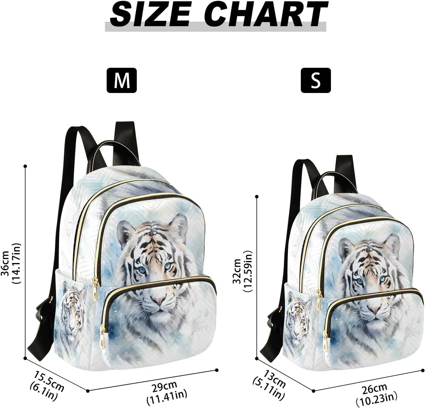 ALAZA Watercolor White Tiger Head Mini Backpack Purse for Women Travel Bag Lightweight Shoulder Bag Fashion Daypack