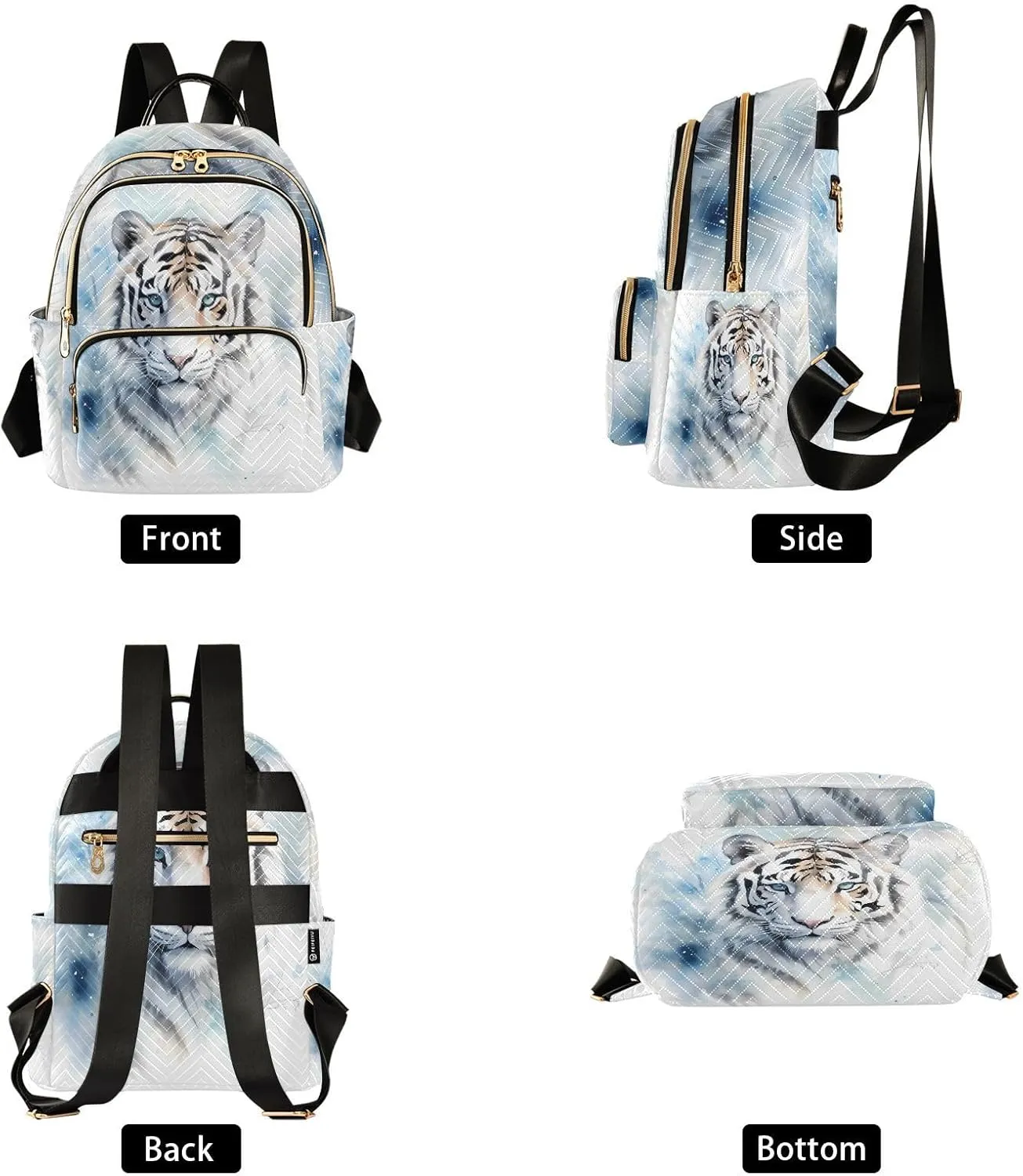 ALAZA Watercolor White Tiger Head Mini Backpack Purse for Women Travel Bag Lightweight Shoulder Bag Fashion Daypack