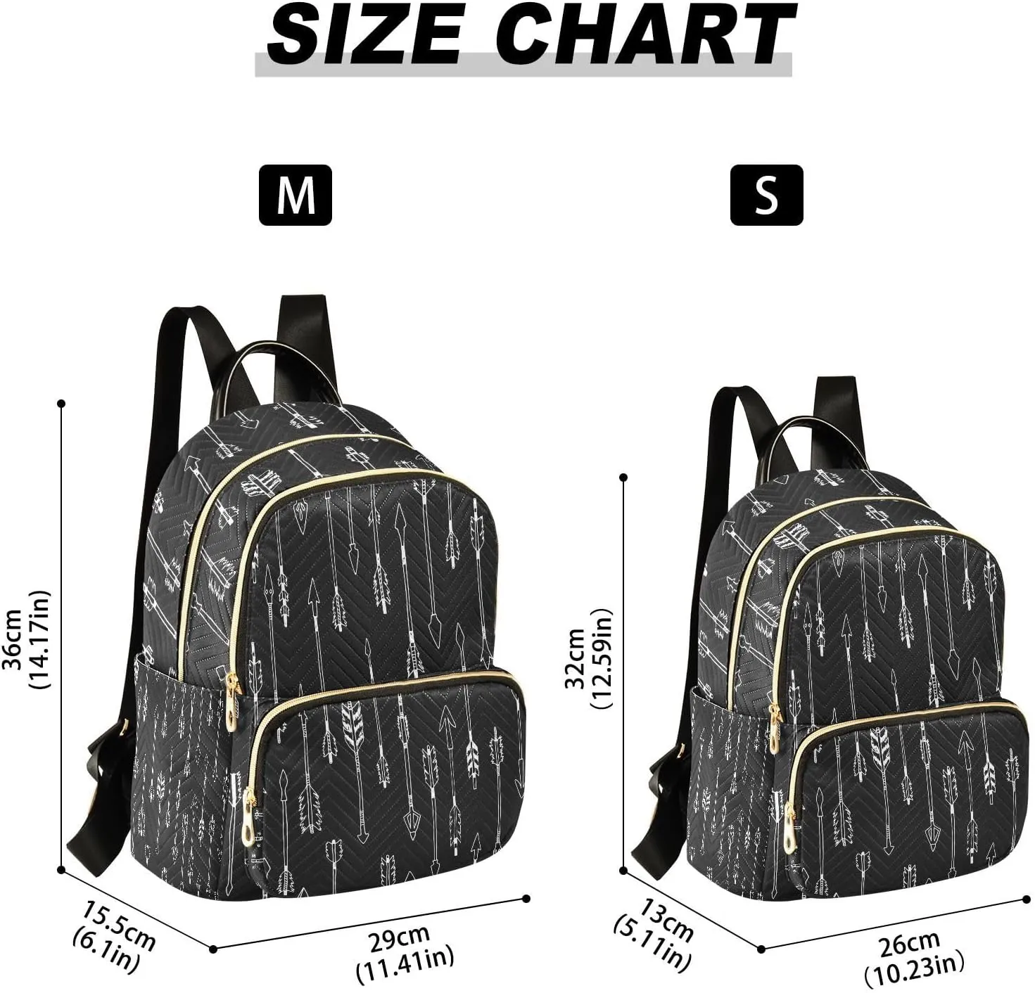 ALAZA White Black Arrow Women Backpack Purse Ladies Fashion Shoulder Bag Daypack Travel Bag 7.5L