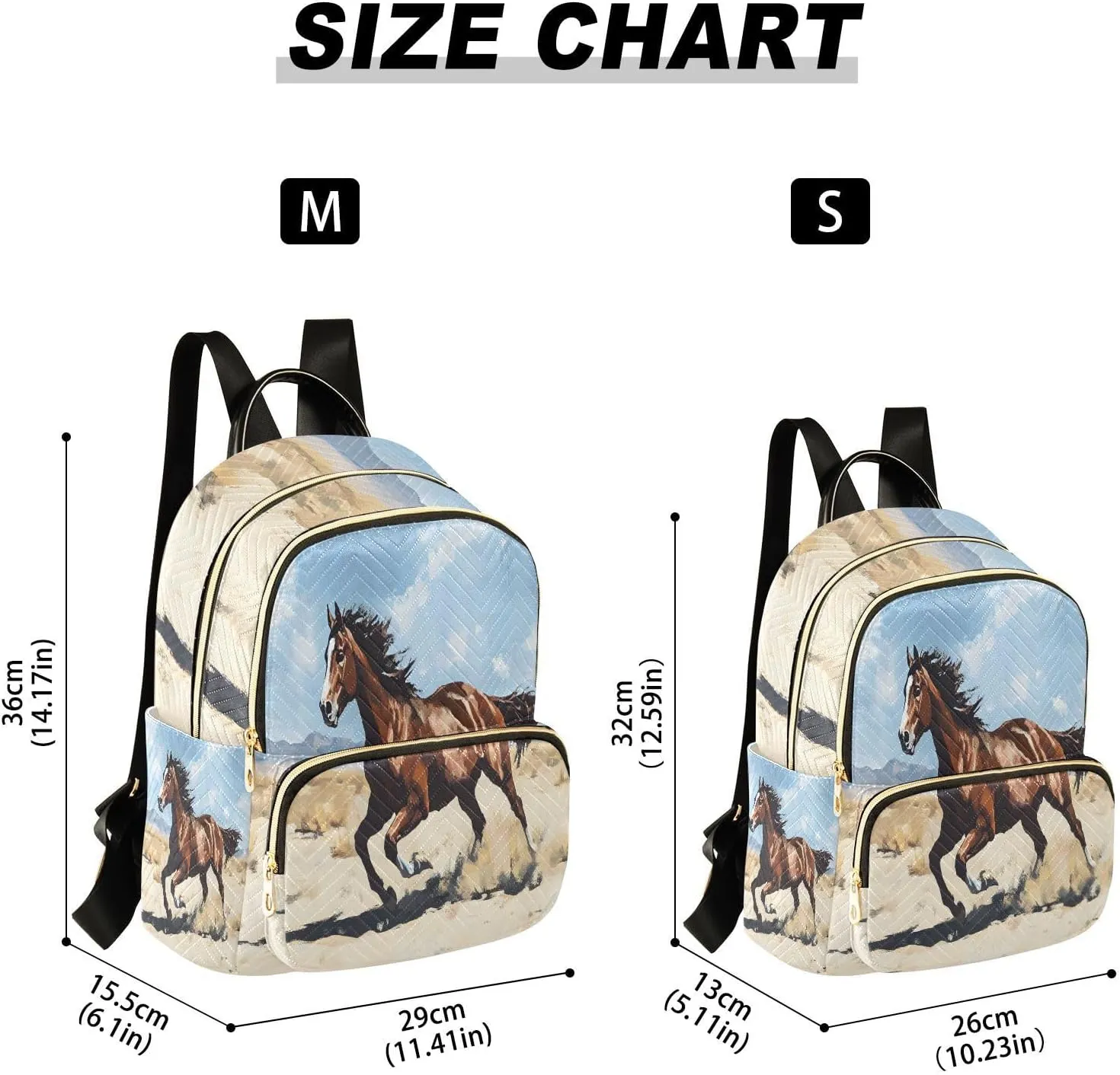 ALAZA Wild Running Horse Mini Backpack Purse for Women Travel Bag Lightweight Shoulder Bag Fashion Daypack