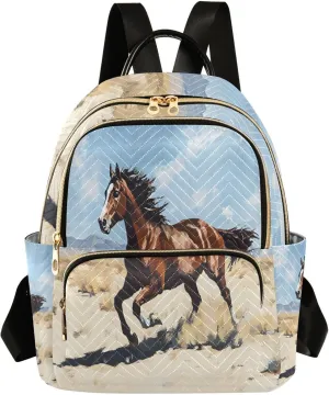 ALAZA Wild Running Horse Mini Backpack Purse for Women Travel Bag Lightweight Shoulder Bag Fashion Daypack