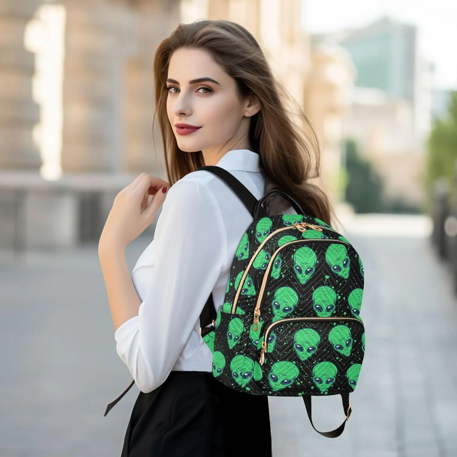 Alien Mini Backpack for Women, Travel Backpack Purse Daypack Shoulder Bag for Ladies
