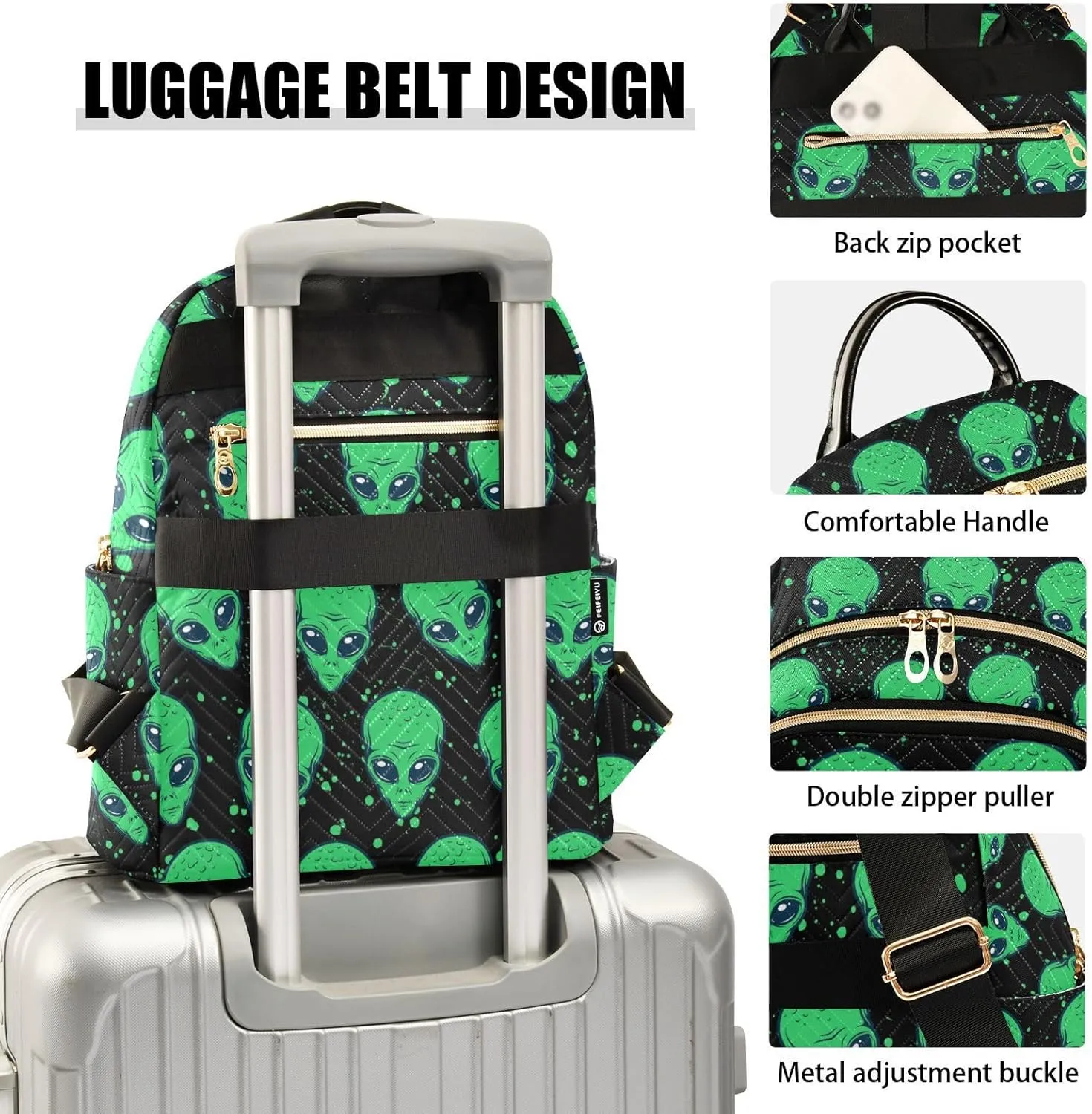 Alien Mini Backpack for Women, Travel Backpack Purse Daypack Shoulder Bag for Ladies