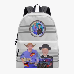 ALL OVER PRINT CANVAS BACKPACK GLOBAL FREEDOM UNITED MEN USA & GERMANY OLD PEACE GREY