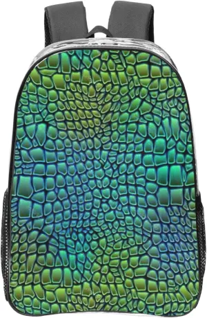 Alligator Skin Print Large Clear PVC Backpack Men Women Suitable Bag Stadium Event Outdoor Sport Travel