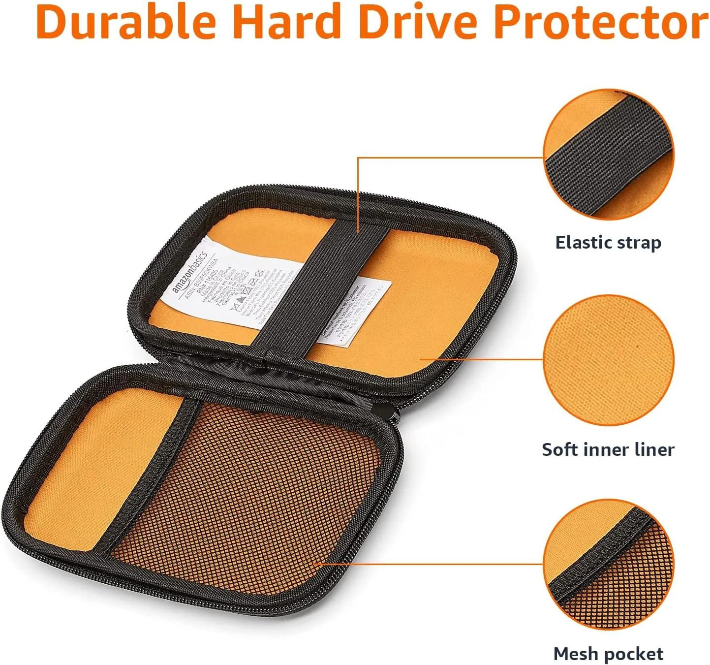 Amazon Basics External Hard Drive Portable Carrying Case, Black