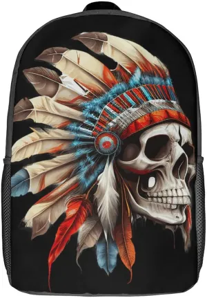 America Indian Skull Backpack with Adjustable Straps, Suitable for Travel Picnics Activities